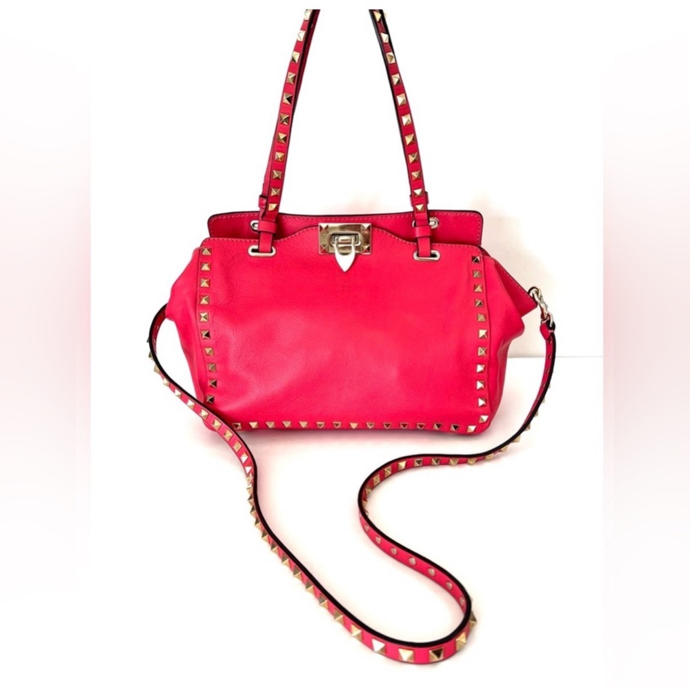 Valentino Garavani Pink Studded Shoulder Bag EUC - Picture 2 of 16